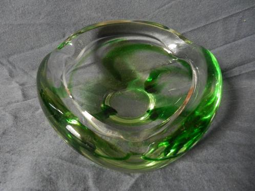 Glazen / kristallen bak asbak met groen Maastricht d. 14,9, Antiek en Kunst, Antiek | Glas en Kristal, Ophalen of Verzenden