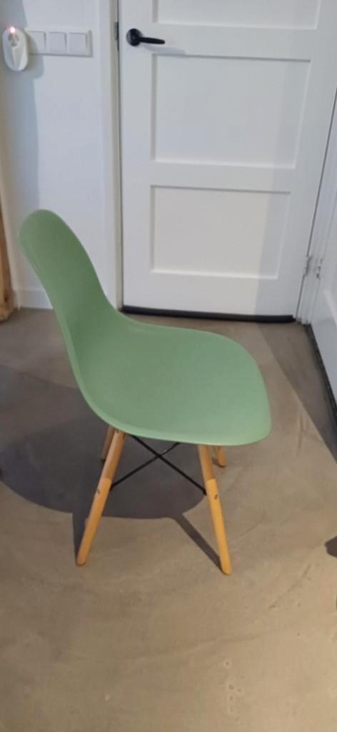 3x design kuipstoel set – groen, grijs & wit (houten poten), Huis en Inrichting, Stoelen, Zo goed als nieuw, Eén, Overige kleuren