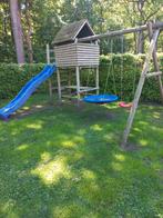 Speelhuisje met Schommels en Glijbaan, Ophalen of Verzenden, Gebruikt, Hout