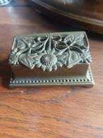 Mooi oud sierlijk bronzen Art-Nouveau postzegel opberg doos, Ophalen of Verzenden