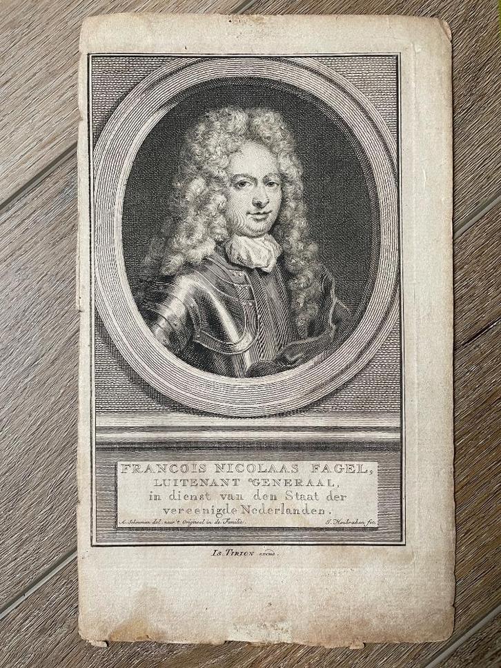 Francois Nicolaas fagel / Houbraken - Tirion - 1730, Antiek en Kunst, Kunst | Etsen en Gravures, Ophalen of Verzenden
