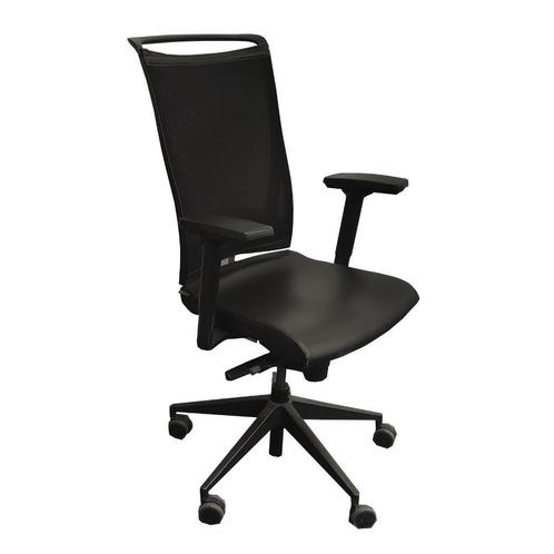 Kastel Bureaustoel Netweave Leder Zwart, Huis en Inrichting, Bureaustoelen, Gebruikt, Bureaustoel, Zwart, Ergonomisch, Ophalen of Verzenden