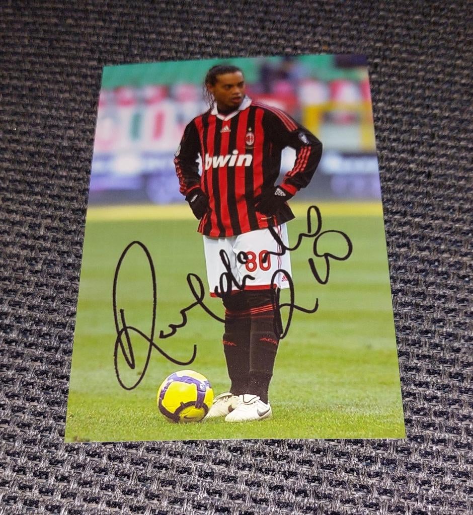 Foto Ronaldinho met handtekening (print) # AC Milan, Verzenden, Nieuw, Buitenlandse clubs, Overige typen