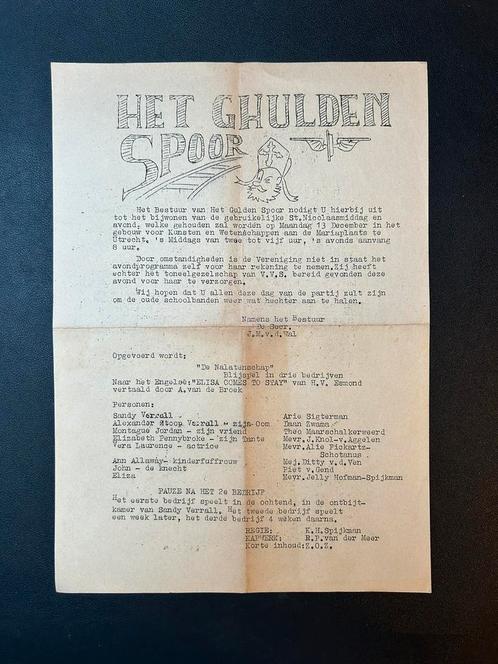 Uitnodiging NS-sinterklaasviering ‘Het Ghulden Spoor’ (1948), Verzamelen, Spoorwegen en Tramwegen, Gebruikt, Trein, Ophalen of Verzenden