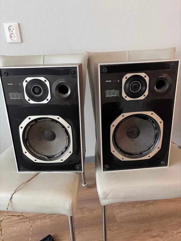 Philips 483 Luidsprekers - Opknapper, Audio, Tv en Foto, Luidsprekers, Philips, Ophalen of Verzenden, 60 tot 120 watt, Niet werkend