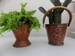 Bloempot koper pot ompot vintage brocante patin decoratie, Tuin en Terras, Bloempotten, Gebruikt, Rond, Ophalen of Verzenden, Aardewerk