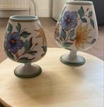 Gouda Plateel Bokalen met Bloemen, Antiek en Kunst, Ophalen of Verzenden