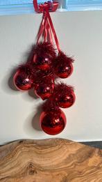 Vintage rode kerstballen hanger 6 kerstballen jaren 60/70, Ophalen of Verzenden, Zo goed als nieuw