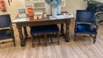 antieke houtentafel met stoelen, Ophalen, Gebruikt, Rechthoekig, 50 tot 100 cm