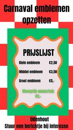 Carnaval Emblemen Opstikken - Korting bij 15+, Carnaval, Maat 46/48 (XL) of groter, Nieuw, Ophalen of Verzenden