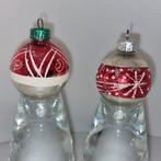 Vintage oude antieke kerstballen klein rood zilver glas, Diversen, Gebruikt, Ophalen of Verzenden