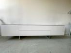 Minimalistisch design dressoir – wit hoogglans zwart blad, Ophalen, Kunststof, Zo goed als nieuw, 200 cm of meer