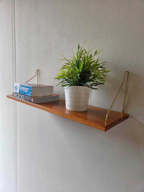 Vintage Deens teak hout boekenplank mid-century, Huis en Inrichting, Woonaccessoires | Wandplanken en Boekenplanken, Gebruikt