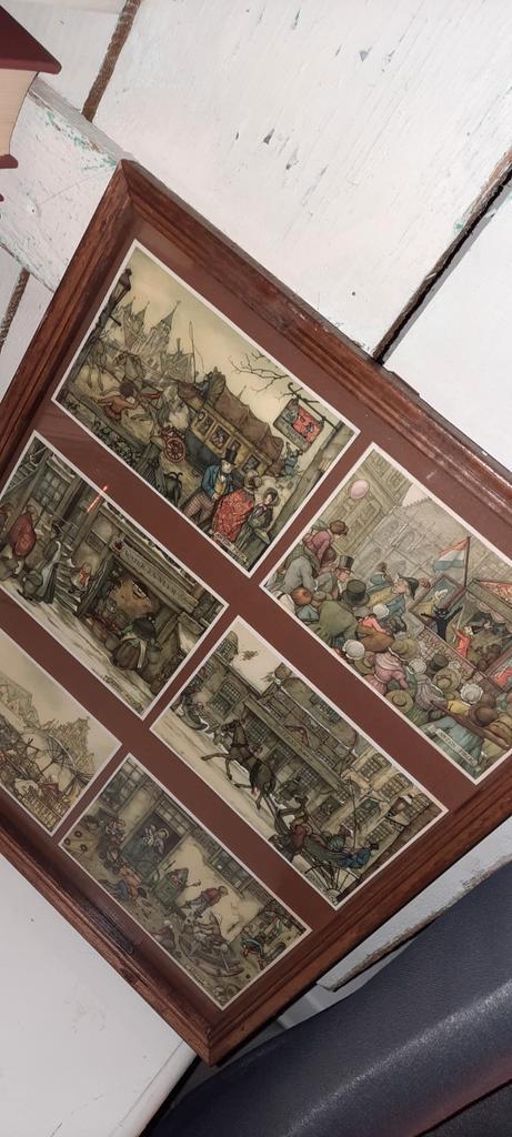 Oude Anton Pieck prenten in Vintage lijsten., Verzamelen, Foto's en Prenten, Gebruikt, Overige onderwerpen, Voor 1940, Ophalen of Verzenden