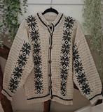 Handgebreide vintage norway wollen vest noors dale style 80s, Blauw, Maat 46/48 (XL) of groter, Ophalen of Verzenden, Zo goed als nieuw