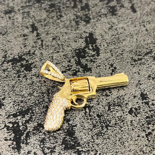 14k gouden revolver ketting hanger, Sieraden, Tassen en Uiterlijk, Kettinghangers, Ophalen of Verzenden