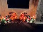 Vintage raamverlichting Rendier met de kerstman en de slee, Diversen, Kerst, Ophalen of Verzenden, Gebruikt