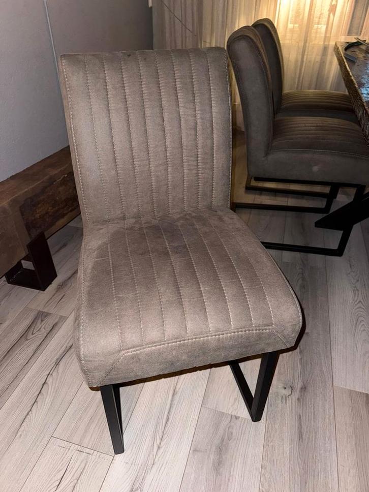 6 eettafel stoelen, Huis en Inrichting, Stoelen, Vijf, Zes of meer stoelen, Stof, Grijs, Ophalen