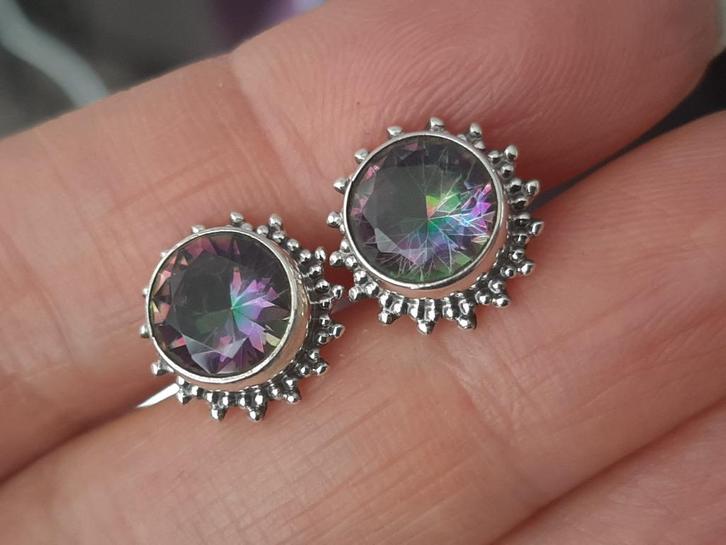 Vanoli 925 zilveren oorbellen / oorknopjes met mystic topaas, Sieraden, Tassen en Uiterlijk, Oorbellen, Nieuw, Knopjes of Stekers