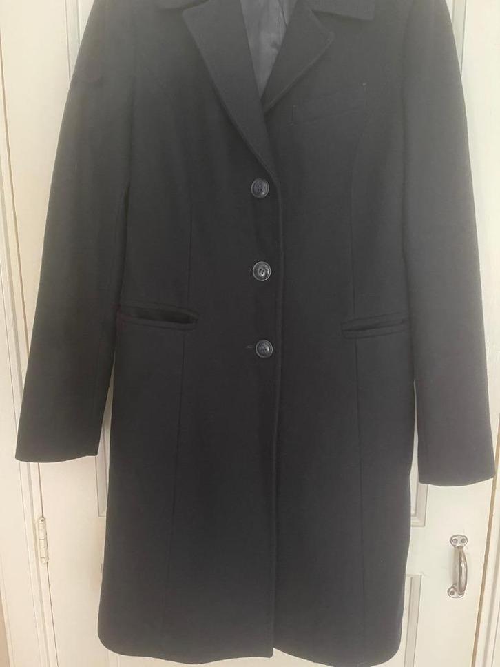 Marineblauwe dames mantel Benetton - wol - gevoerd - 36/S, Kleding | Dames, Jassen | Winter, Zo goed als nieuw, Maat 36 (S), Blauw