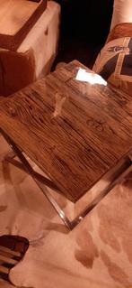 Mooie houten tafel salontafel bijzettafel 60x60, Ophalen, 50 tot 100 cm, Vierkant, 50 tot 100 cm