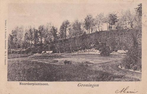 groningen  noorderplantsoen  1902 tekst/zegel, Verzamelen, Ansichtkaarten | Nederland, Groningen, 1960 tot 1980, Ophalen of Verzenden