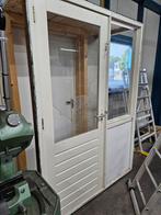 Houten Buitendeur met Glas (Gebruikt), Doe-het-zelf en Verbouw, Deuren en Horren, Ophalen, Gebruikt, 80 tot 100 cm, Buitendeur
