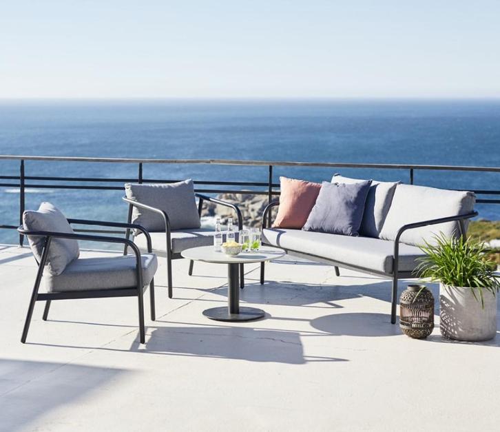 Loungeset - bank & 2 stoelen, Tuin en Terras, Tuinsets en Loungesets, Zo goed als nieuw, Loungeset, Aluminium, 4 zitplaatsen, Bank