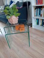 Mooie glazen bijzet tafeltjes., Minder dan 55 cm, Rond, Ophalen, 45 tot 60 cm