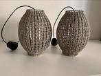 2 Hanglampen riet rotan lichtgrijs naturel 2 stuks, Ophalen, Zo goed als nieuw, Minder dan 50 cm, Hout
