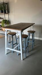 Bartafel 75 bij 120 met 4 krukken, Huis en Inrichting, Tafels | Statafels, Ophalen, Gebruikt