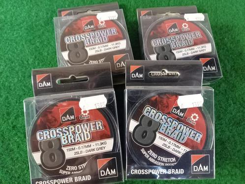 Laatste 4 klossen: DAM Crosspower 8Braid gevlochten 0.17mm, Watersport en Boten, Hengelsport | Roofvissen, Nieuw, Vislijn, Ophalen of Verzenden