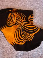 Zachte tweepersoons oranje/bruine vintage dralon deken, Ophalen of Verzenden