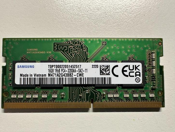 Samsung DDR4 16GB 3200mhz SODIMM, Computers en Software, RAM geheugen, Zo goed als nieuw, Laptop, 16 GB, DDR4, Ophalen of Verzenden
