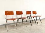 4 vintage design mid-century eetkamerstoelen + 2 krukken, Ophalen, Gebruikt, Bruin, Metaal
