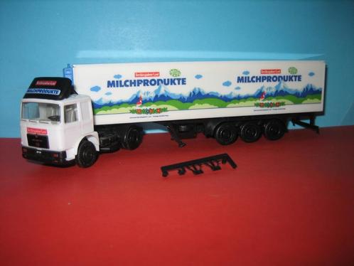 Milchprodukte  MAN  met  oplegger  Herpa, Hobby en Vrije tijd, Modelauto's | 1:87, Zo goed als nieuw, Bus of Vrachtwagen, Herpa