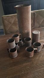 Oud metalen schenkkan set brocante curosia, Antiek en Kunst, Curiosa en Brocante, Ophalen of Verzenden