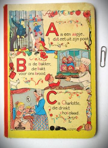 ABC Boek~A is een Aapje~Mulder 113 boekje~Linnen rug~Hardcov beschikbaar voor biedingen