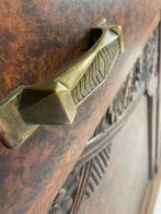 Uniek houten art deco dressoir met 3 cm beige marmeren bladd, Huis en Inrichting, Kasten | Dressoirs, Ophalen, 100 tot 150 cm