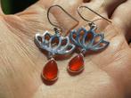 Vanoli - 925 zilveren oorbellen lotus met carneool, Sieraden, Tassen en Uiterlijk, Oorbellen, Daiva1973@hotmail.com, Hangers, Vanoli