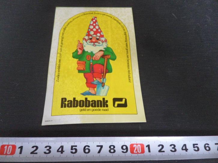 sticker rabobank strip kabouter spade schep *, Verzamelen, Stickers, Zo goed als nieuw, Bedrijf of Vereniging, Ophalen