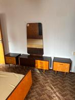 Vintage Slaapkamer Set (kast, bed, nachtkastje, kaptafel), Ophalen, Gebruikt, Tweepersoons