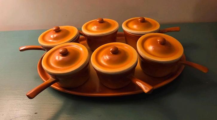 Sphinx parfeu schaal met 6 potjes met deksel, Antiek en Kunst, Antiek | Keukenbenodigdheden, Ophalen of Verzenden