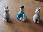kuifje en 2 bobbies, 3 beeldjes van gips, Ophalen of Verzenden, Kuifje, Nieuw, Beeldje of Figuurtje