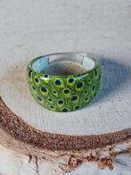 kunststof ring groen pauw maat 15, Kunststof, Nieuw, Ophalen of Verzenden, Kleiner dan 17
