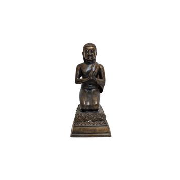 Oude Bronzen Knielende Boeddha – Anjali Mudra beschikbaar voor biedingen