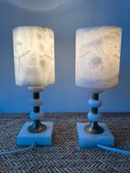Witte lampjes van albast en messing, jaren 60 vintage., Huis en Inrichting, Overige materialen, Ophalen of Verzenden, Zo goed als nieuw