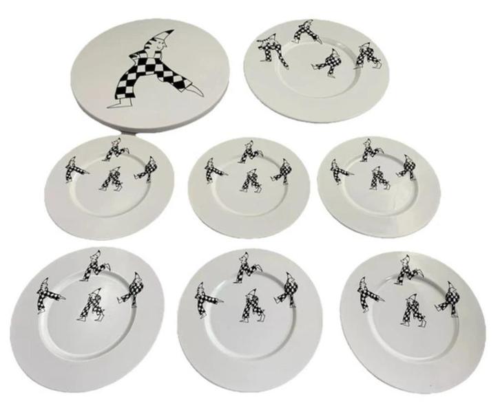 Birgit Stigter Ikea taartset 1999 met borden en schaal, Huis en Inrichting, Keuken | Servies, Zo goed als nieuw, Bord(en), Overige stijlen