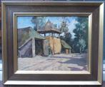 Edzard Koning (1869-1954) boerenerf met hooimijt, Antiek en Kunst, Ophalen of Verzenden