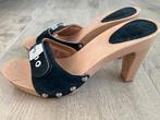 NIEUW!! Hoge zwarte suède leren kleppers Scholl mt38, Scholl, Zwart, Nieuw, Sandalen of Muiltjes